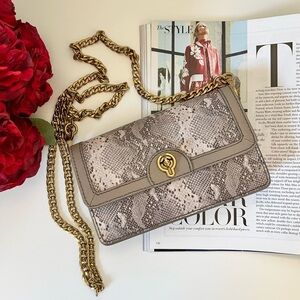 New Fossil Ainsley Woc Snake Print Chain Leather Shoulder Crossbody Bag …